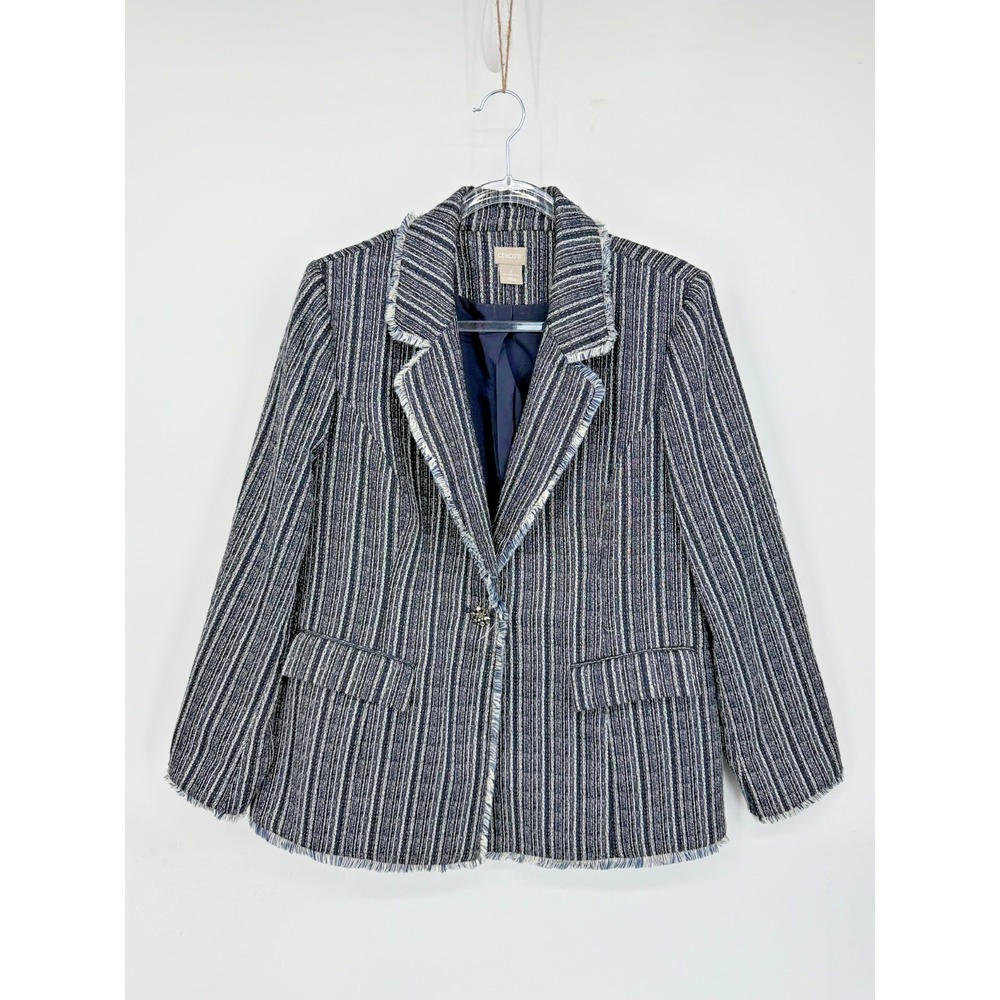 Chico's Tweed Blazer Size 2 Preppy Classic Grandma Mom Old Money Quiet‎ Luxury